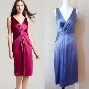 Elie Tahari 100% Silk Satin V Neck Cocktail Dress in Periwinkle